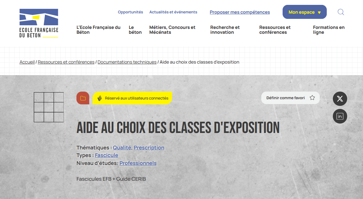 EFB - Aides au chois des classes d'exposition