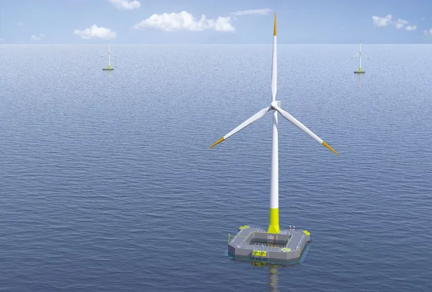 L’éolienne flottante Floatgen sera installée à 22 km de la côte, par 33 m de profondeur. son otteur sera maintenu par un système de lignes ancrées de plusieurs centaines de mètres de long.