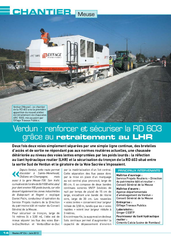 Verdun : renforcer et sécuriser la RD 603 grâce au retraitement au LHR
