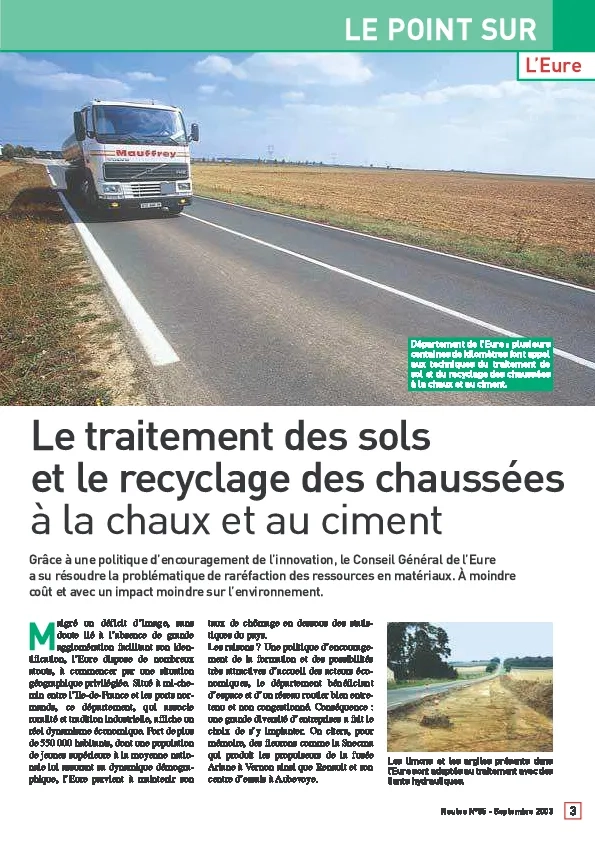 Le retraitement des sols et le recyclage des chaussées à la chaux et au ciment