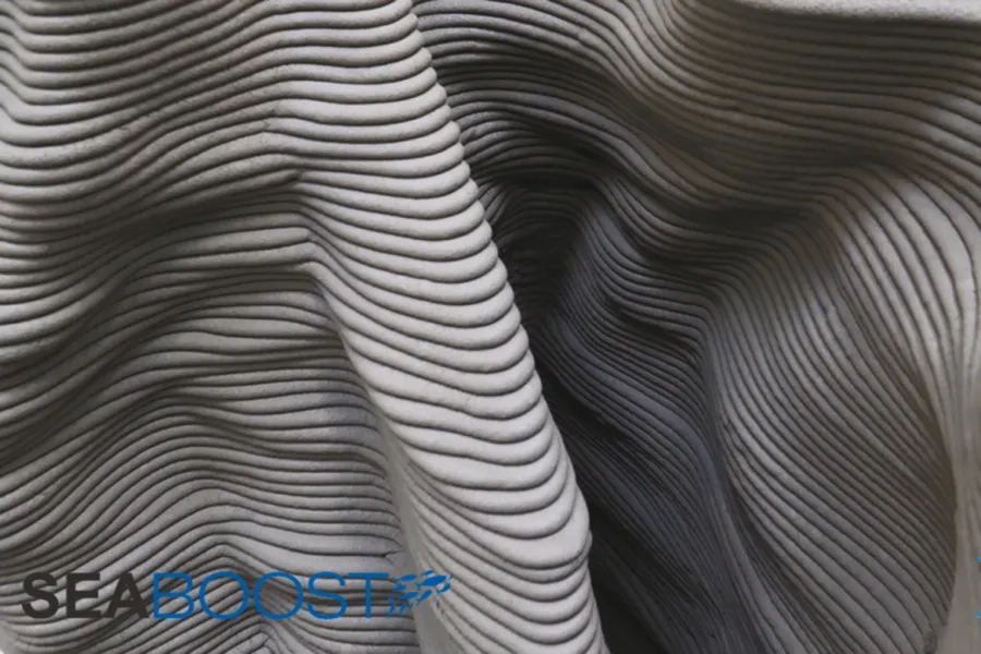 Détail des différentes couches imprimées
en 3D. Détail des différentes couches imprimées
en 3D.
