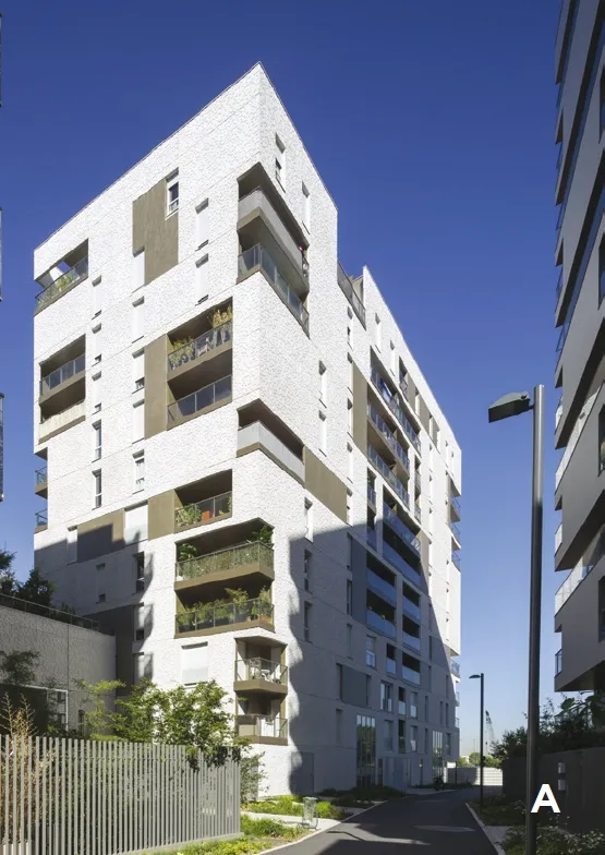 Le volume des logements s’érige à la manière d’une tour totem de 11 niveaux. Le volume des logements s’érige à la manière d’une tour totem de 11 niveaux.