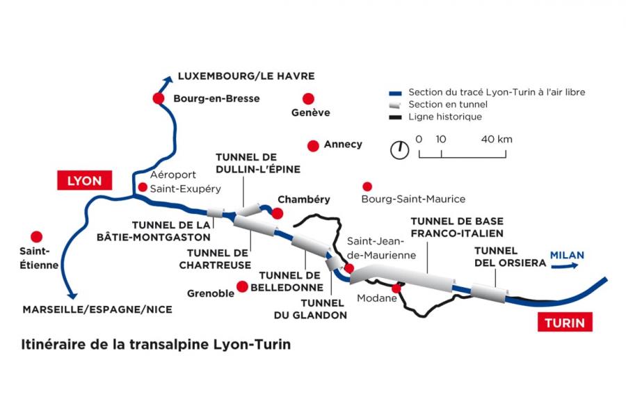 Itinéraire de la transalpine Lyon - Turin