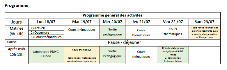 Programme général de l'Université d'été 18-23 Juillet 2022