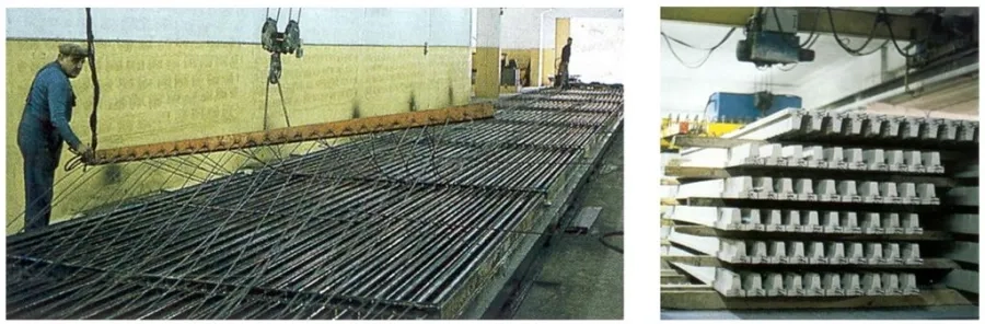 Figure 10 : Précontrainte par pré-tension. Exemple de poutrelles du bâtiment.