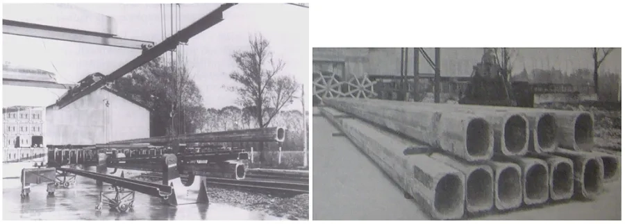 Figure 5 : Précontrainte de poteaux électriques en béton (Montargis 1933).