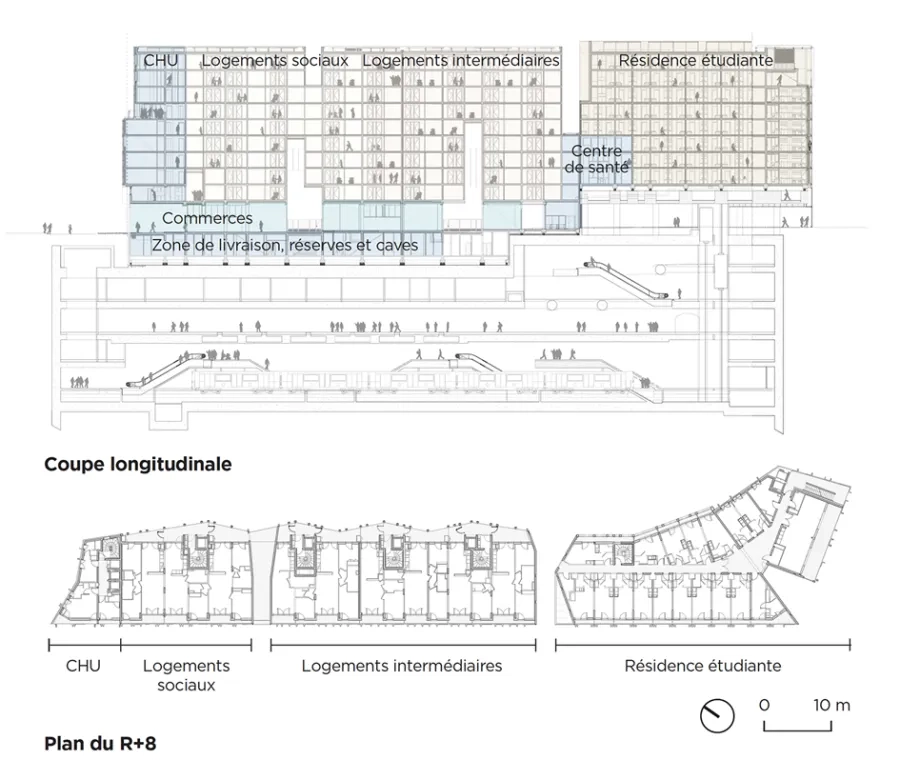 Du T1 au T4, tous les appartements sont traversants. Une vaste salle commune complète les chambres de la résidence étudiante.