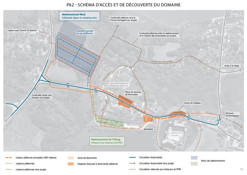 Figure 1. Le périmètre du projet d’aménagement des espaces publics du domaine de Suscinio. (©Phytolab)