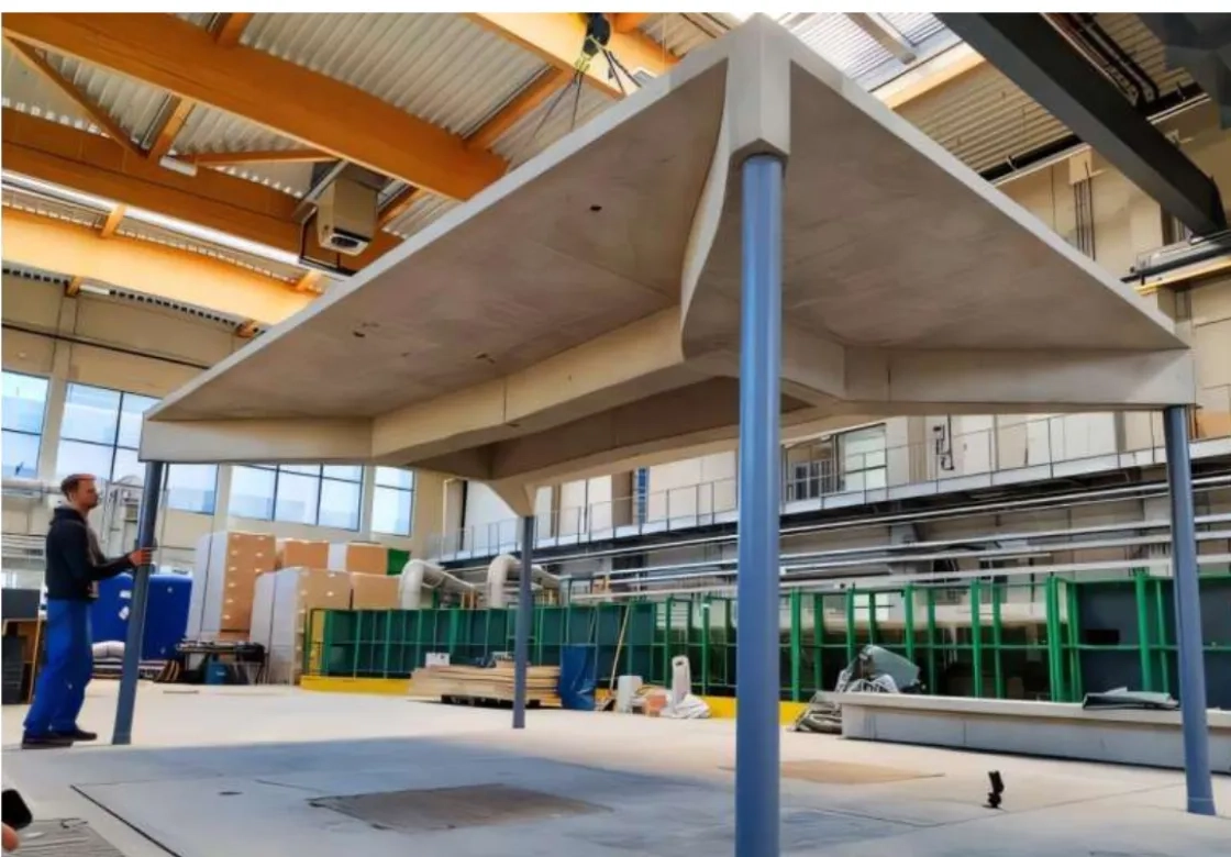 A prototype of a ribbed ceiling developed as part of the TOPS project. (c) TU Wien