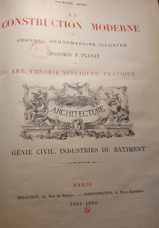 Page de garde du Construction Moderne n°1 1885-1886