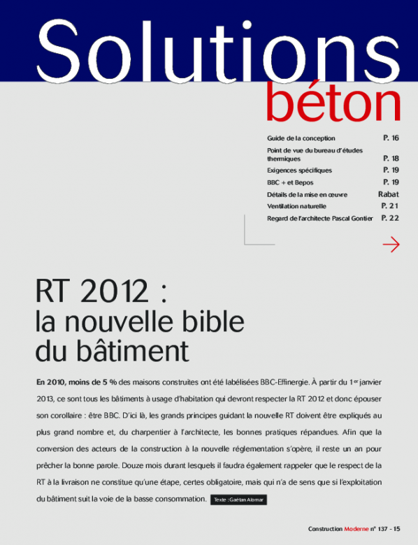 RT 2012 : la nouvelle bible du bâtiment