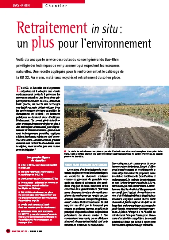 Retraitement in situ : un plus pour l'environnement