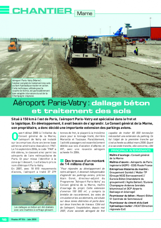 Aéroport de Paris-Vatry : dallage béton et traitement des sols