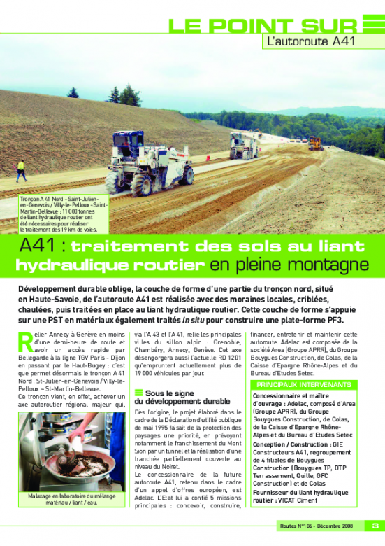A41 : traitement des sols au liant hydraulique routier en pleine montagne